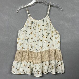 Paper Crane Top Women's M Floral Tank Whimsical Fairy Cottagecore Boho Hippie